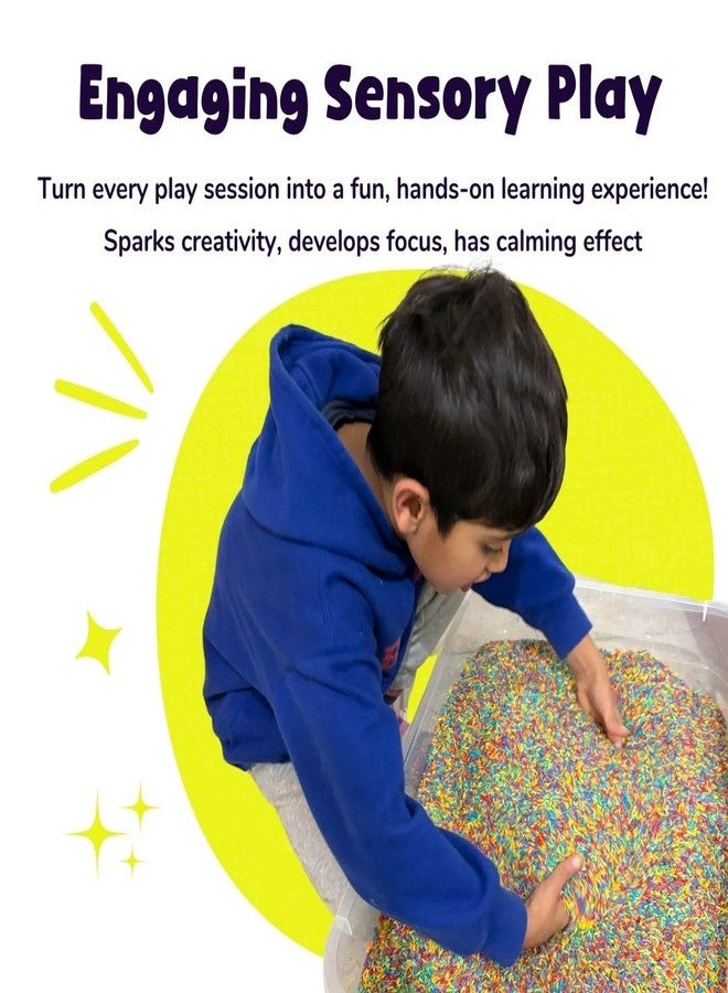 Lattooland Rainbow Rice Sensory Bin Fillers for Kids (1.5 yrs+) | Pre-Writing, Tracing Skills | Colored Rice for Sensory Play & Educational Activity | Rangoli & Craft | Montessori Learning | 1 KG - Image 4